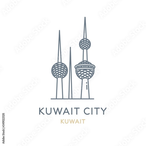 Kuwait city, State of Kuwait. Line icon of the city in Western Asia. Outline symbol for web, travel mobile app, infographic, logo. Landmark and famous building. Vector in flat design, isolated