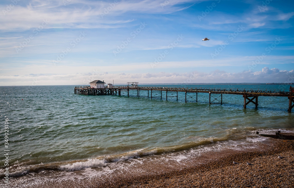 Old pier in Totland Bay at the Isle of Wight, UK