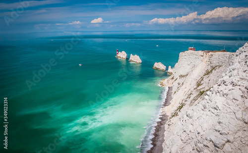 The Needles, sea stacks at the Isle of Wight, UK photo