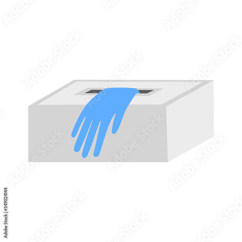 blue disposable gloves in a box