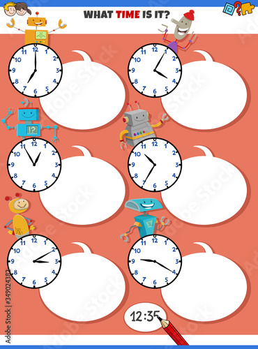 telling time educational task with robots