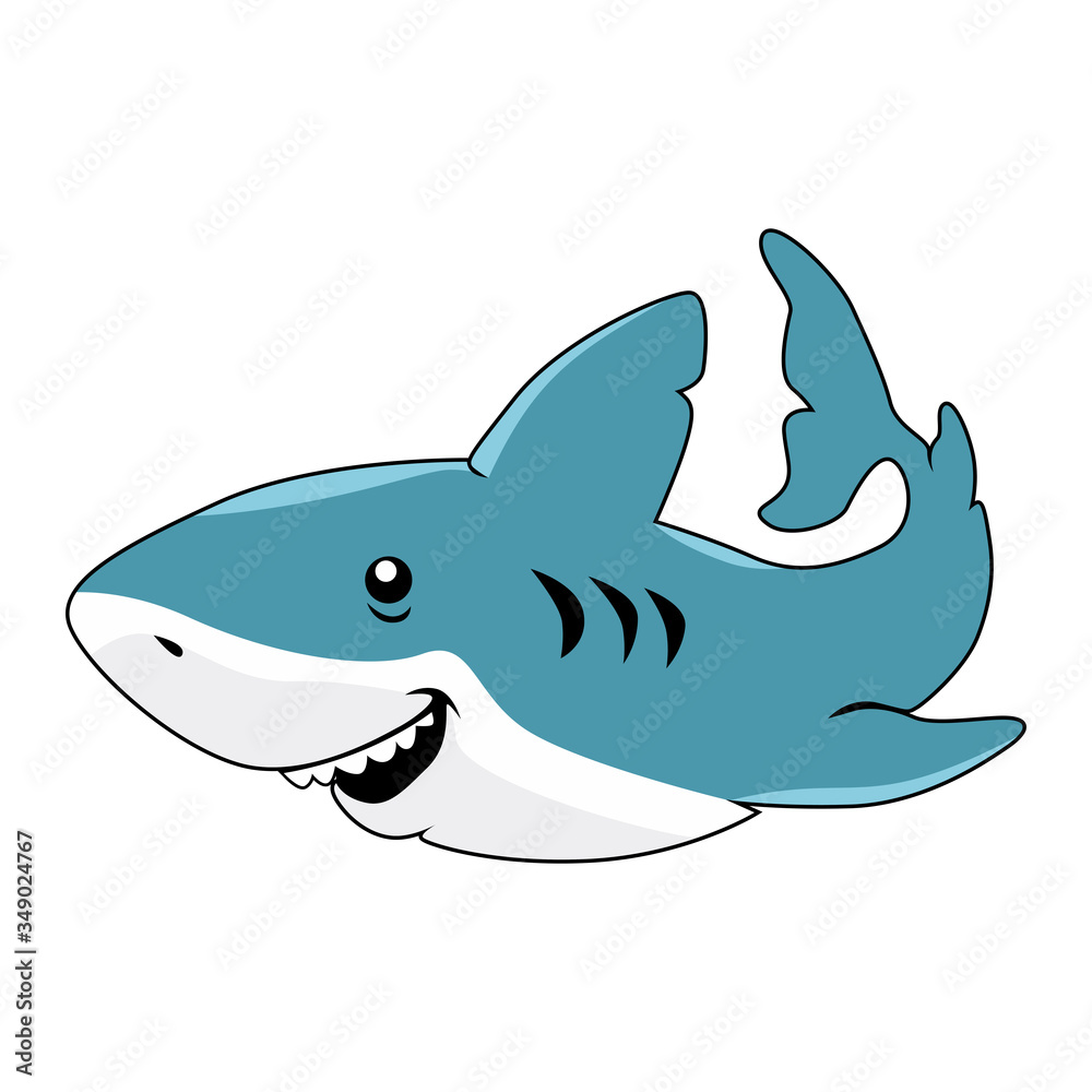 Obraz premium Illustration graphic vector of shark, Smiling Shark Cartoon Mascot Character