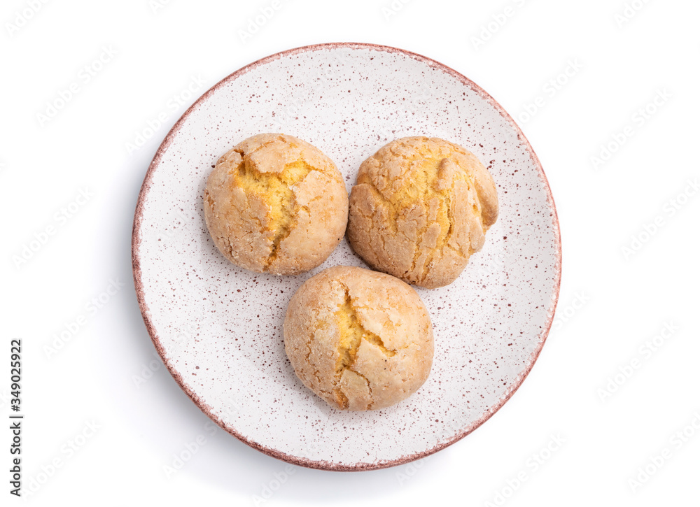 Almond cookies isolated on white background. Top view. Almond cookies isolated on white background. Top view.