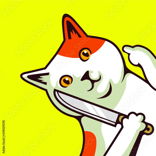 Cute Bad Fat Cat Animal Showing Fuck you, Hand Gesture Symbol Vector Illustration - Vector