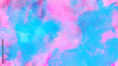 Beautiful wallpaper HD splash watercolor multicolor blue pink, pastel color, abstract texture background.  For google slides/lettering background. Rainbow color, sky, brush strokes wash, Galaxy style. © Ihsan