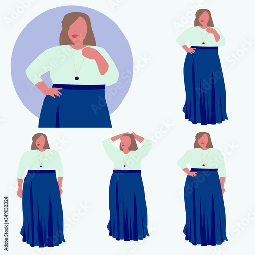 Brunette White Woman in Maxi Skirt