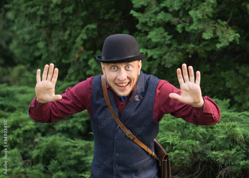 victorian steampunk retro adwenturer guy in bowler hat victorian steampunk retro adwenturer guy in bowler hat