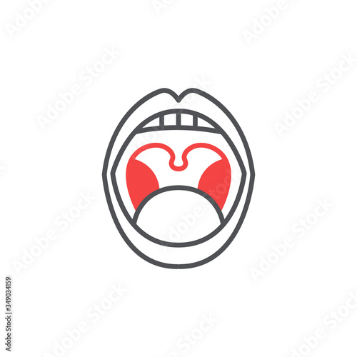 laryngitis line icon, vector illustration