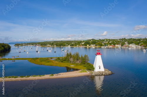 Fotobehang Aerial view of the marina in Baddeck, Nova Scotia, Canada