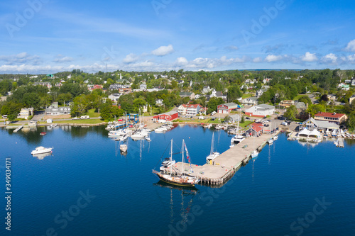 Leinwand Poster Aerial view of the marina in Baddeck, Nova Scotia, Canada