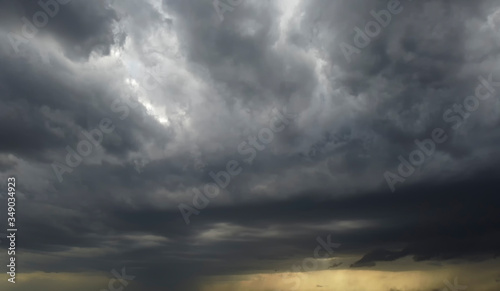 Dark clouds, dramatic storm background. Abstraction of weather conditions. © malshak_off