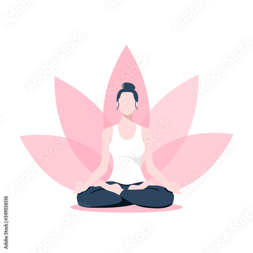 woman meditating in a calm and relaxing lotus. healthy recreation flower