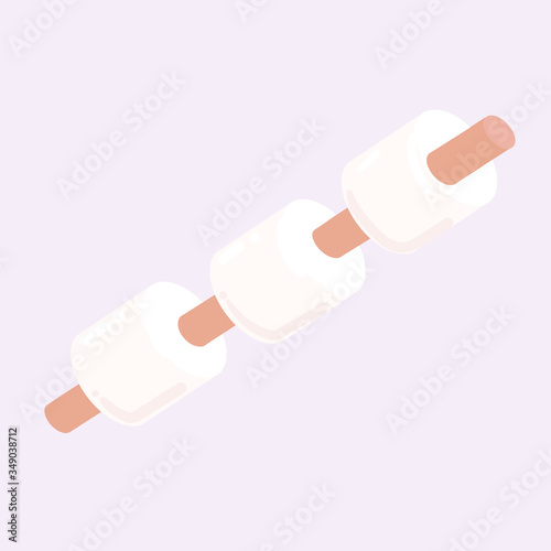 Marshmallow on a stick with a purple background