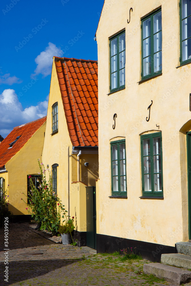 old yellow houses of old fisherman town Dragor, Denmark old yellow houses of old fisherman town Dragor, Denmark