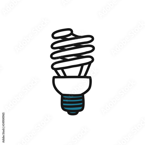 fluorescent lamp doodle icon, vector illustration
