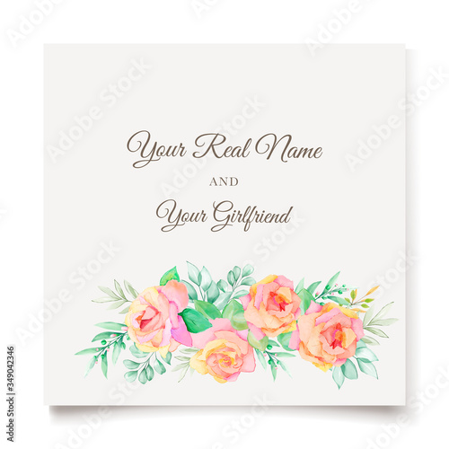 floral watercolor invitation card template