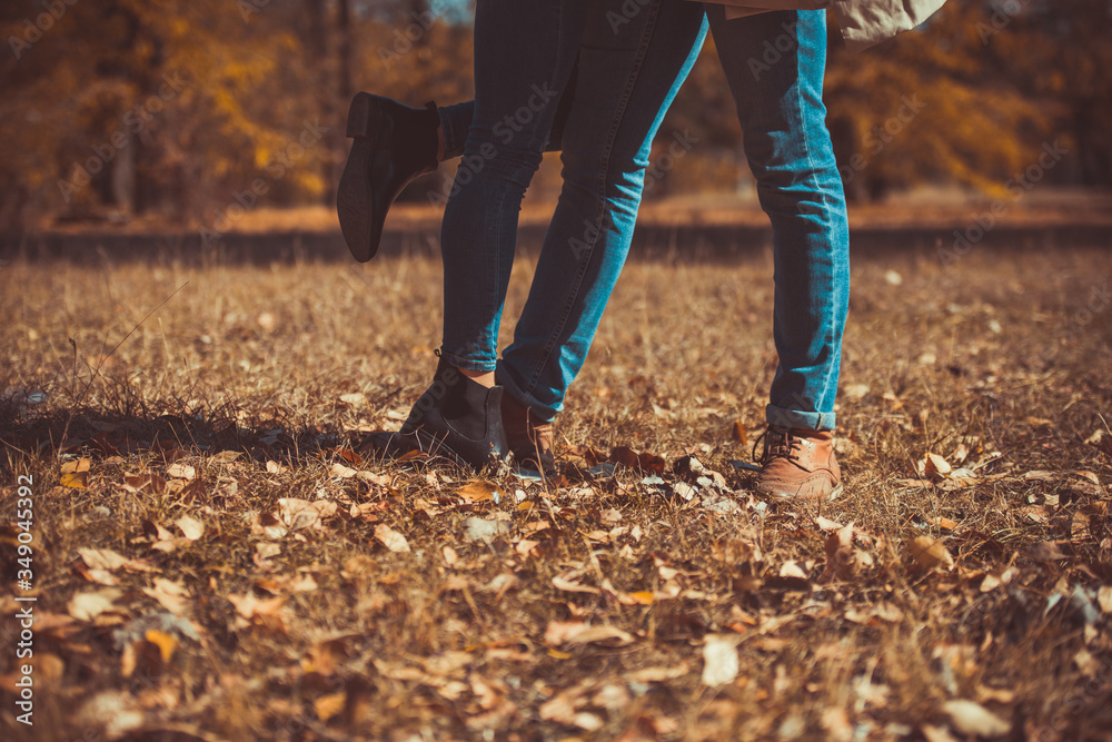 Beautiful couple standing in the park Beautiful couple standing in the park