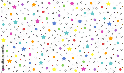 sweet background, abstract colorful pattern textile fabric poster wallpaper decoration, stars and dots on white background