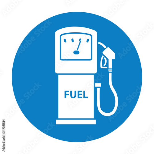 Gas fuel pump flat icon. Gasoline or petrol filling station sign.