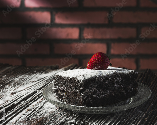 A delicious dessert of chocolate and strawberry photo