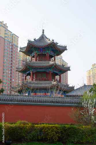Chinese antique Architecture pavilion tower in a city