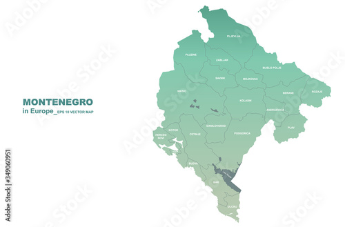 montenegro map. vector map of montenegro in europe country.