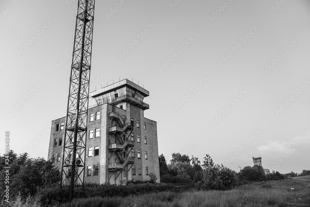 Ruins of abandoned buildings in 1986. Soviet architecture in Chernobyl. Danger of infection of people with the virus, radiation. Scary Grunge Background