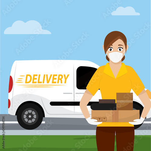Delivery woman with a package