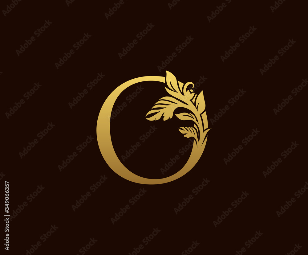 Initial O Gold Leaf Logo Design . Graceful style. Vintage drawn emblem for book design, wedding ornament, brand name, letter stamp, Restaurant, Boutique, Hotel. Initial O Gold Leaf Logo Design . Graceful style. Vintage drawn emblem for book design, wedding ornament, brand name, letter stamp, Restaurant, Boutique, Hotel.