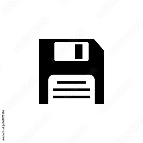 Floppy disk - black icon on white background vector illustration for website, mobile application, presentation, infographic. Diskette savecon cept sign. Graphic design element.