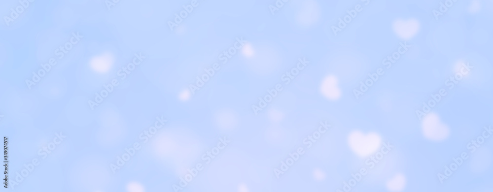Valentine abstract background with soft bokeh and  blue hearts
