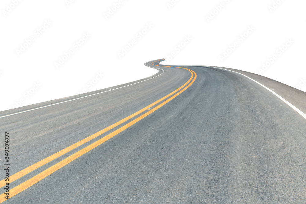 Obraz premium Black asphalt curved road isolated on white background. This has clipping path.