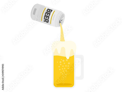缶ビールを注ぐイラスト