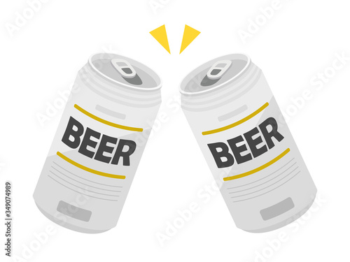 缶ビールで乾杯するイラスト