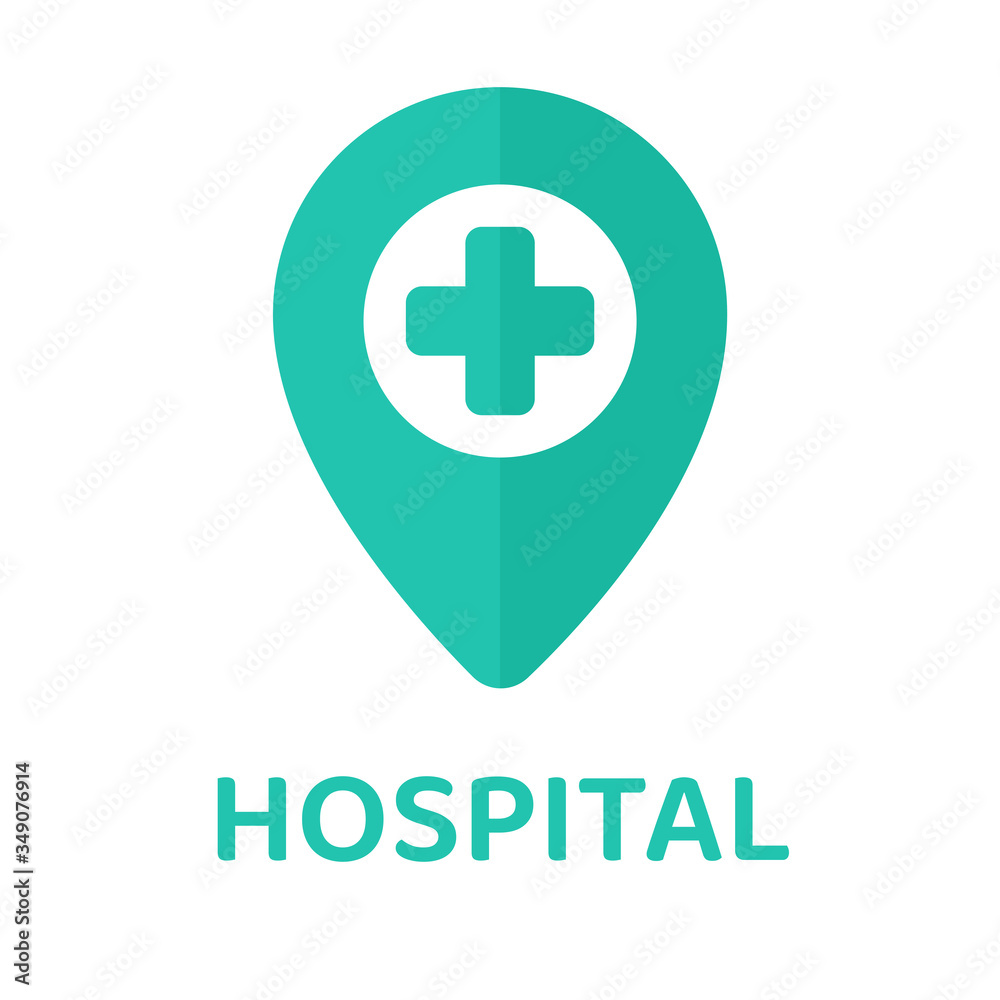 GPS pin pin with hospital positive sign symbol To find the hospital location. GPS pin pin with hospital positive sign symbol To find the hospital location.