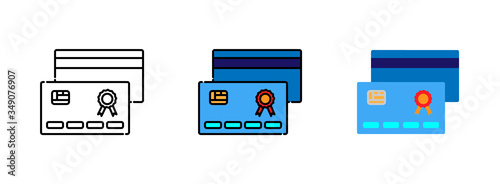 Credit card icon set isolated on white background for web design