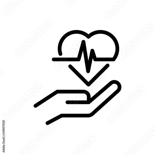 Health icon with heart sign in line art style on white background, Heart pulse icon and favorite, like, love, care symbol
