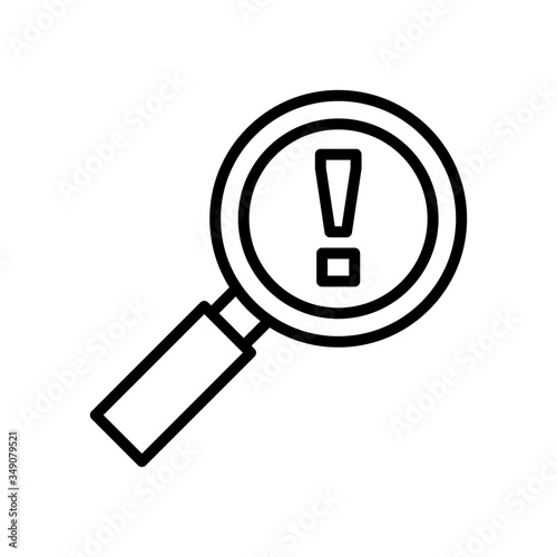Risk Word Magnifying Glass icon in line art style on white background, Risk Managment icon, Vector illustration