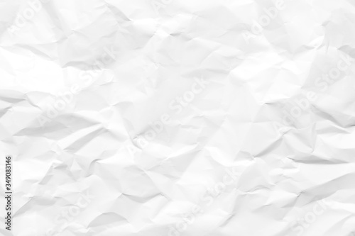 White crumpled paper texture background. Clean white paper. Top view. 