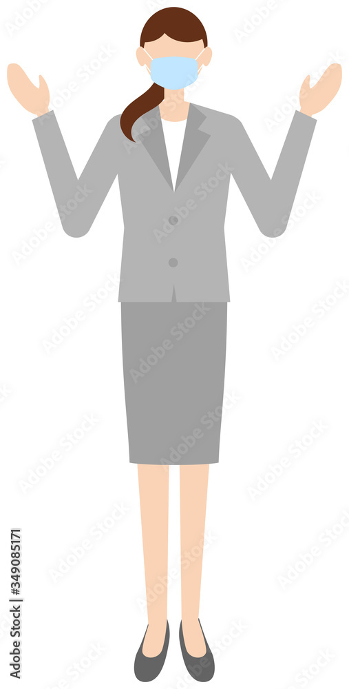 Vector image of business women in office uniform with mask Vector image of business women in office uniform with mask
