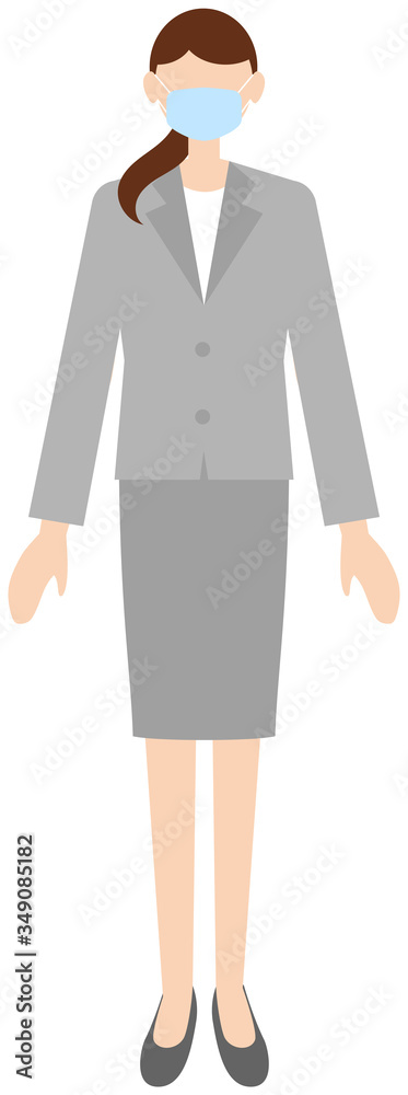 Vector image of business women in office uniform with mask Vector image of business women in office uniform with mask