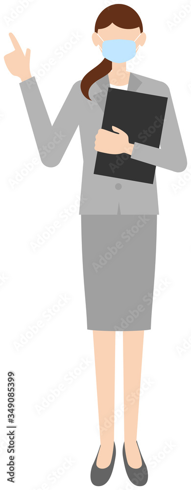 Vector image of business women in office uniform with mask Vector image of business women in office uniform with mask