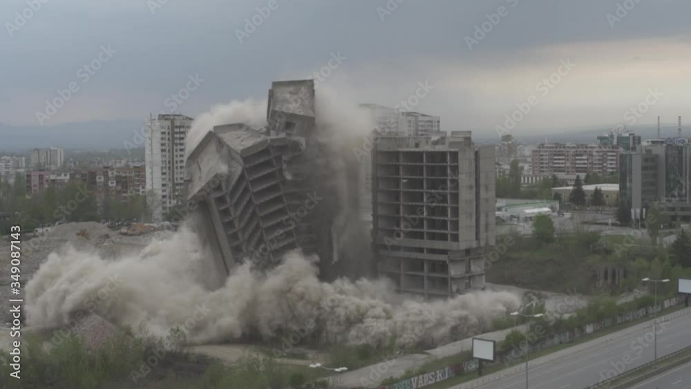 A timelapse video of the demolition and a blast explosion of an abandoned building in Sofia, Bulgaria.