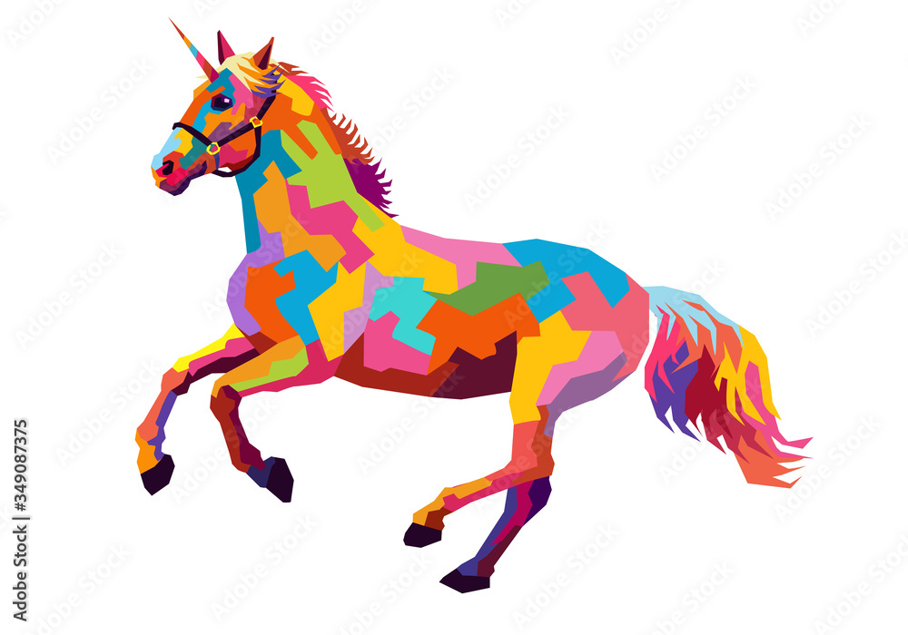 Fototapeta premium vector illustration of a unicorn on white background isolated