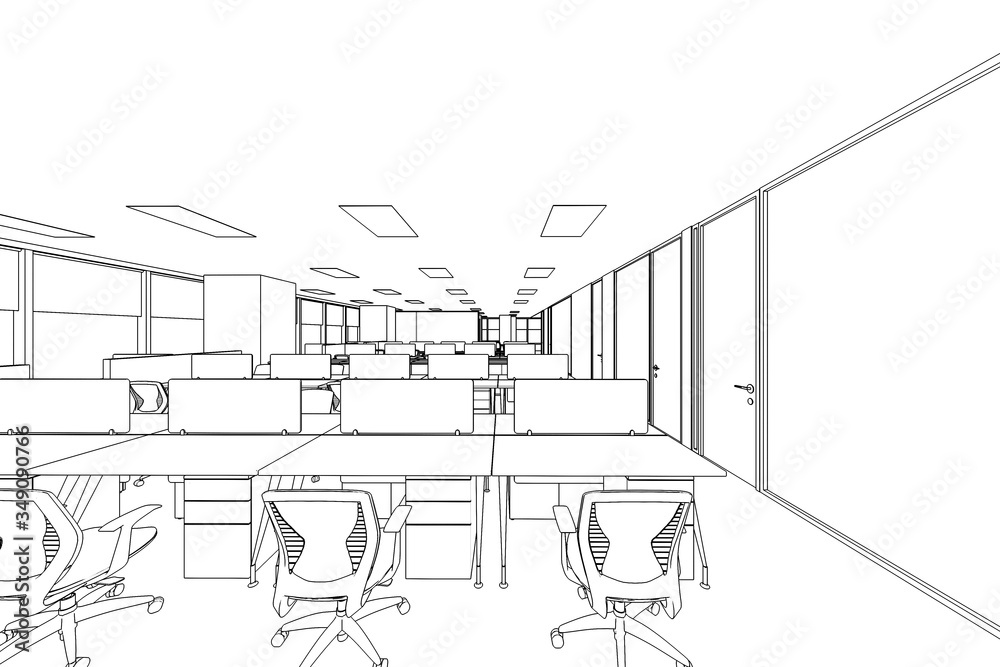 interior outline sketch drawing perspective of a space office interior outline sketch drawing perspective of a space office