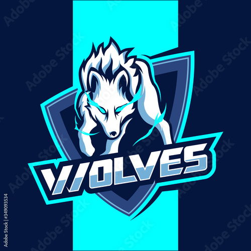White wolves mascot esport logo design