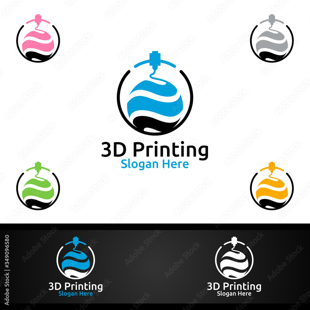 Global 3D Printing Company Vector Logo Design for Media, Retail, Advertising, Newspaper or Book Concept