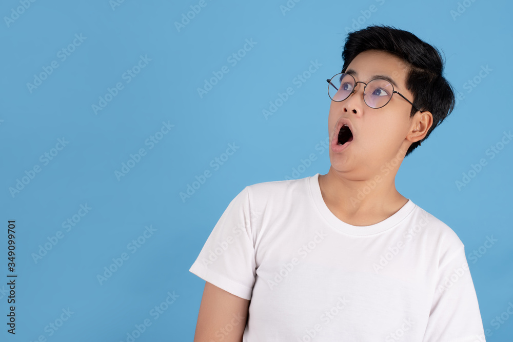 Asian people were shocked and looked at the empty space, The side. Asian people were shocked and looked at the empty space, The side.