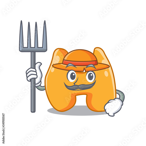 Thyroid mascot design working as a Farmer wearing a hat