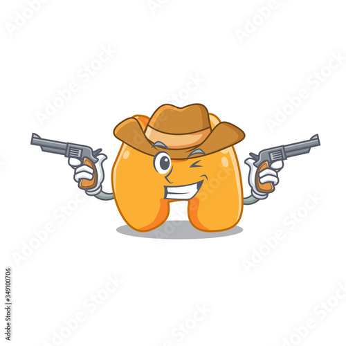 Cartoon character cowboy of thyroid with guns